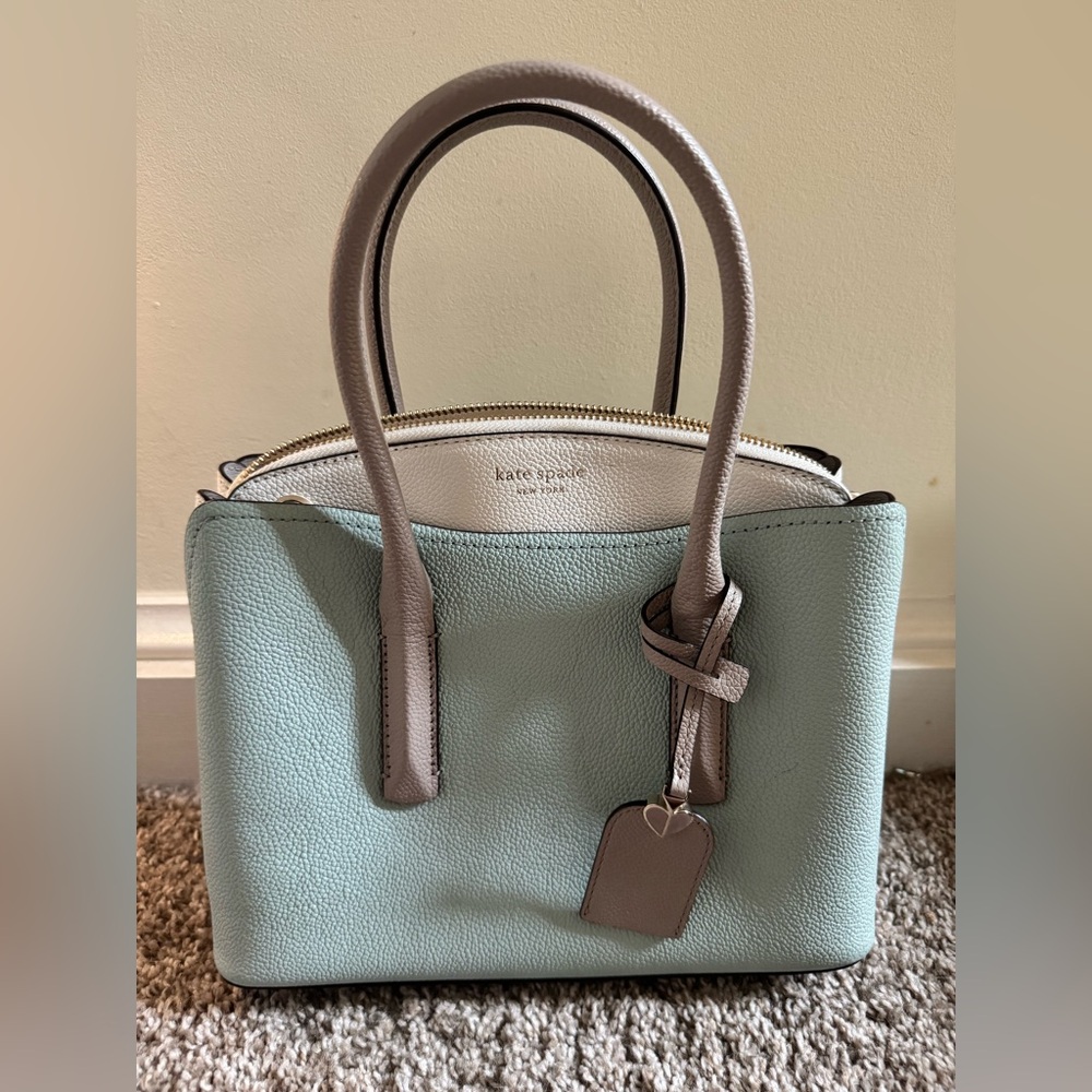 Kate Spade Margaux Green and Cream Satchel